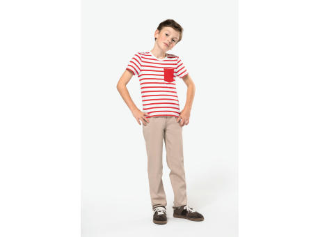 Camiseta Marinero a rayas con bolsillo manga corta para niños
