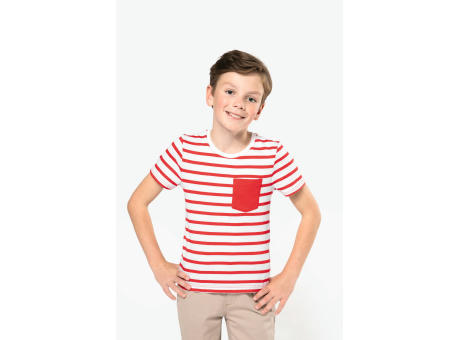 Camiseta Marinero a rayas con bolsillo manga corta para niños
