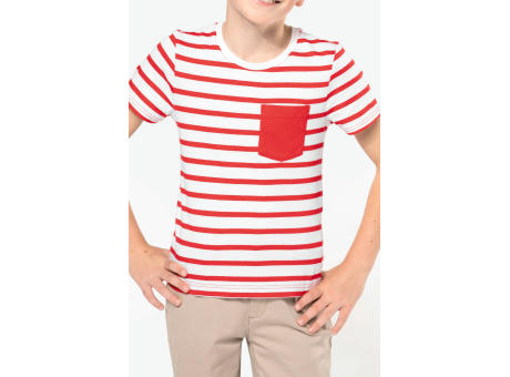 Camiseta Marinero a rayas con bolsillo manga corta para niños