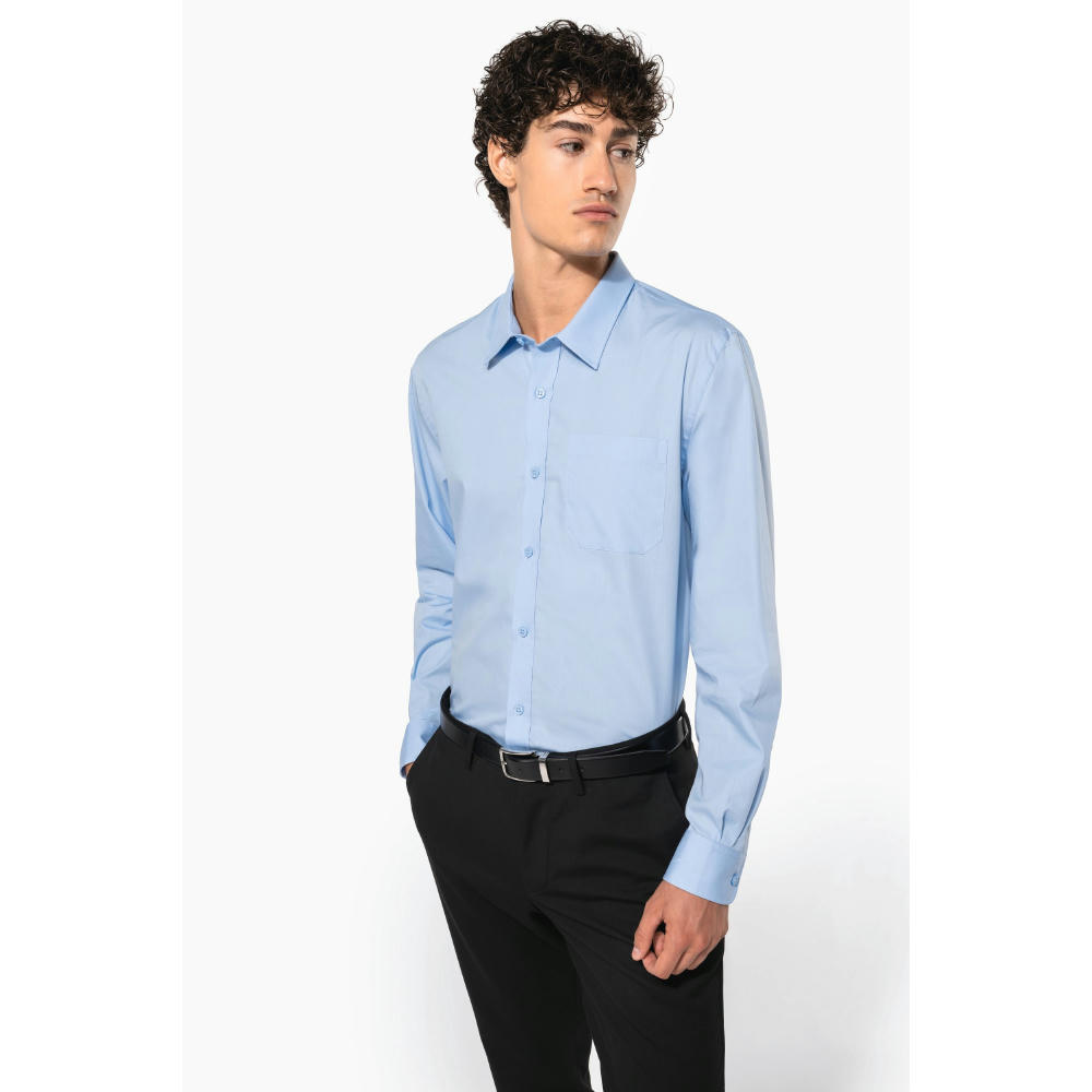 Camisa popelina manga larga hombre