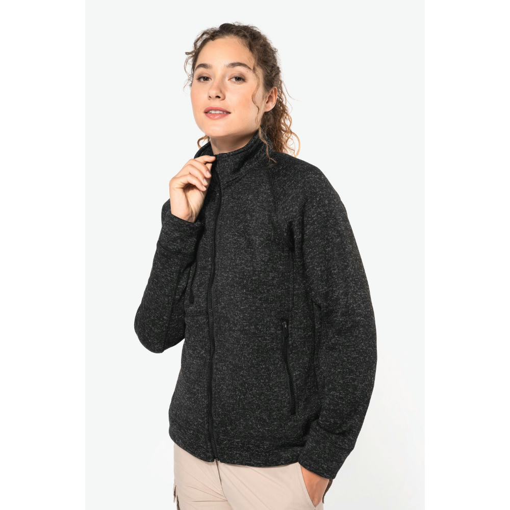Chaqueta jaspeada con cremallera mujer
