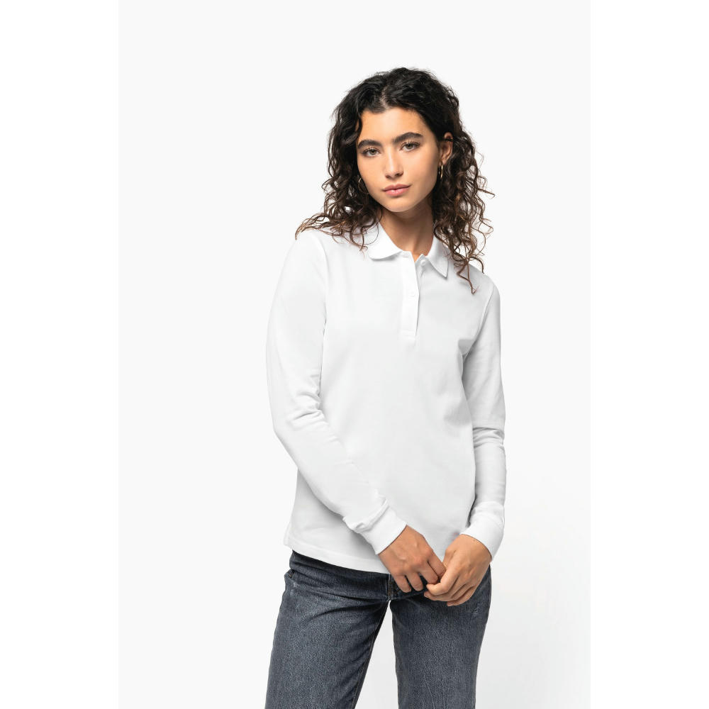 Polo de punto piqué manga larga Bio180 mujer