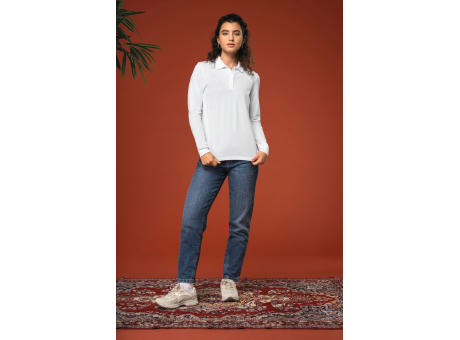 Polo de punto piqué manga larga Bio180 mujer