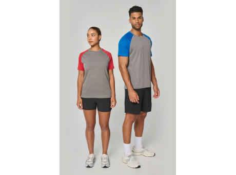 Camiseta bicolor triblend de deporte manga corta adulto