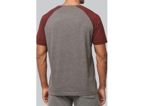 Camiseta bicolor triblend de deporte manga corta adulto