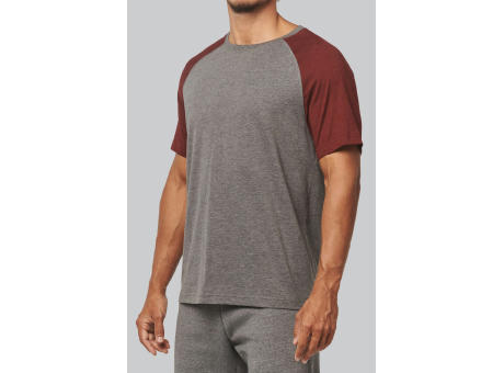 Camiseta bicolor triblend de deporte manga corta adulto
