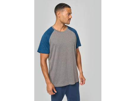 Camiseta bicolor triblend de deporte manga corta adulto