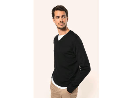 Jersey lana merina cuello de pico hombre