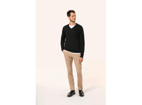 Jersey lana merina cuello de pico hombre