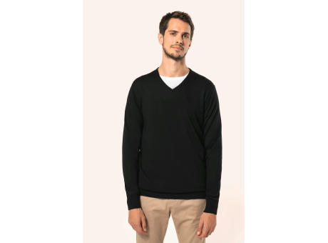 Jersey lana merina cuello de pico hombre