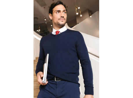 Jersey lana merina cuello de pico hombre