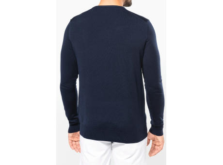 Jersey lana merina cuello de pico hombre
