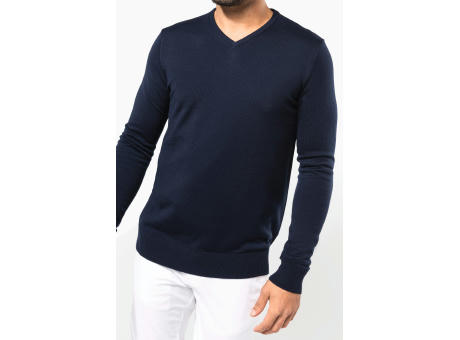 Jersey lana merina cuello de pico hombre