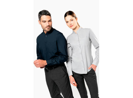 Camisa cuello mao  manga larga hombre