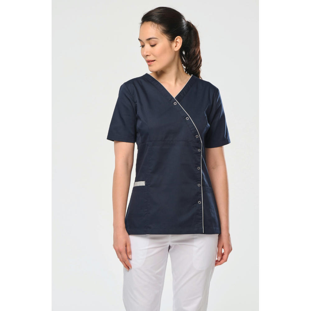 Blusa polialgodón con botones a presión mujer
