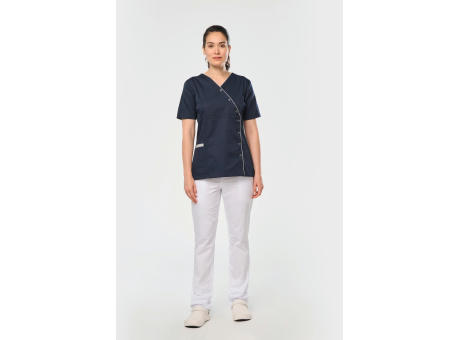Blusa polialgodón con botones a presión mujer