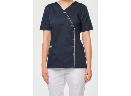 Blusa polialgodón con botones a presión mujer