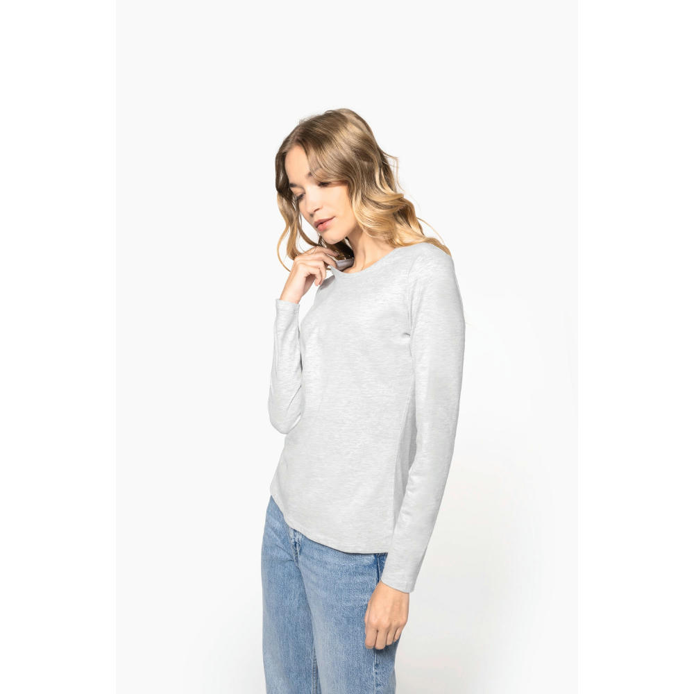 Camiseta manga larga y cuello redondo mujer