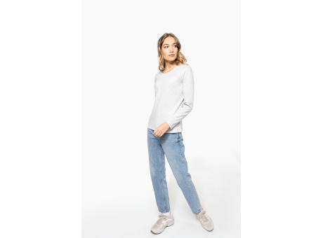 Camiseta manga larga y cuello redondo mujer