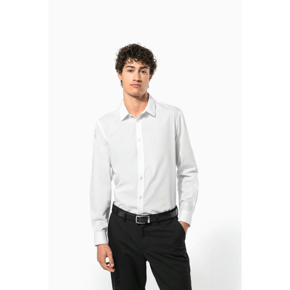 Camisa de popelina de polialgodón de fácil cuidado para hombre