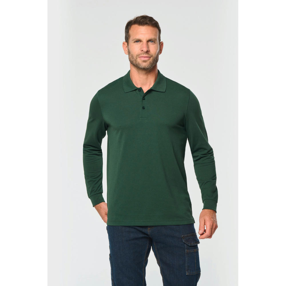 Polo Antibacteriano manga larga hombre