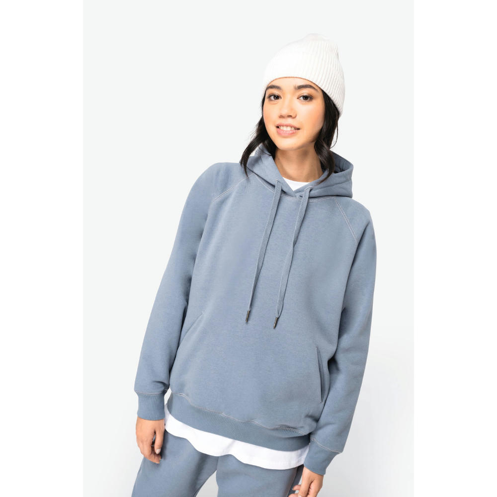 Sudadera ecorresponsable con capucha y mangas raglán mujer