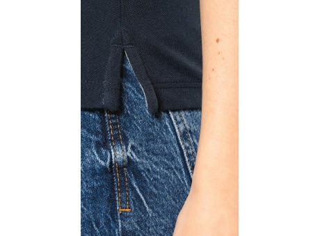 Camiseta de punto piqué con cuello de pico mujer