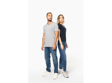 Camiseta de punto piqué con cuello de pico mujer