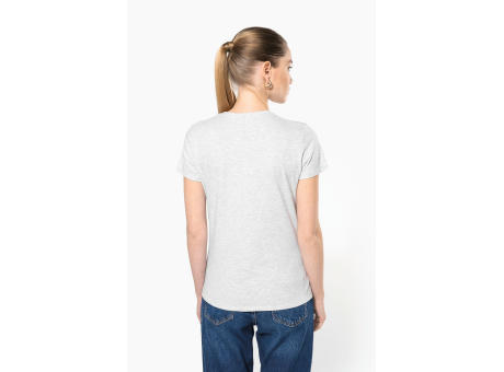 Camiseta de manga cota y cuello de pico mujer