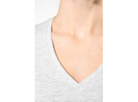 Camiseta de manga cota y cuello de pico mujer