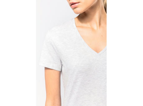 Camiseta de manga cota y cuello de pico mujer