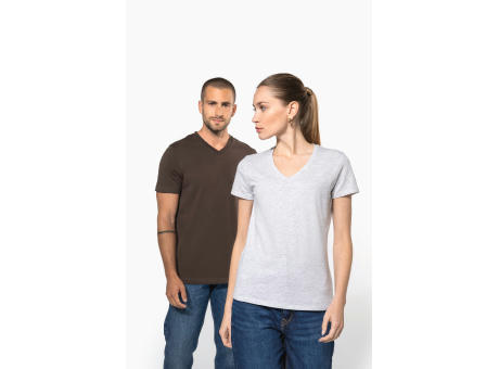 Camiseta de manga cota y cuello de pico mujer