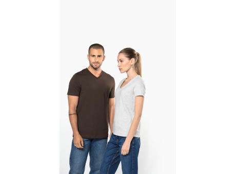 Camiseta de manga cota y cuello de pico mujer