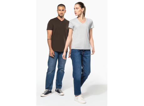 Camiseta de manga cota y cuello de pico mujer