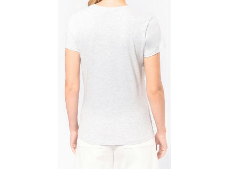 Camiseta de manga cota y cuello de pico mujer