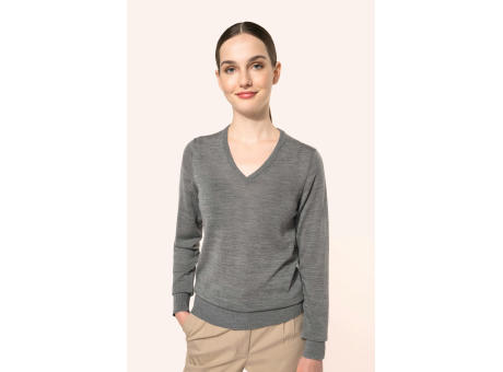 Jersey lana merina cuello de pico mujer