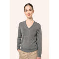 Jersey lana merina cuello de pico mujer