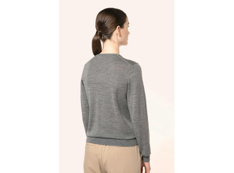 Jersey lana merina cuello de pico mujer
