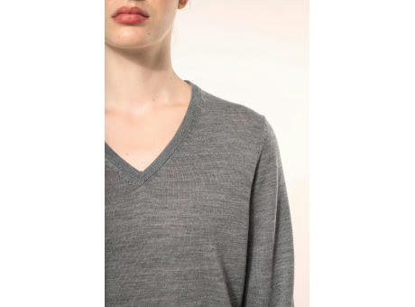 Jersey lana merina cuello de pico mujer