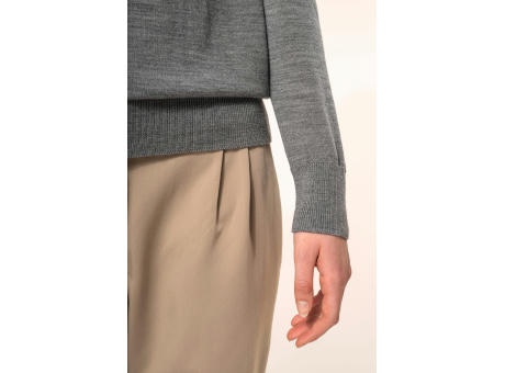 Jersey lana merina cuello de pico mujer