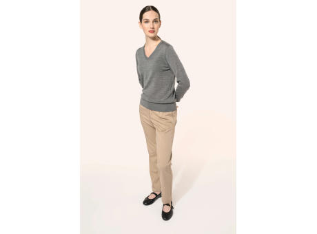 Jersey lana merina cuello de pico mujer