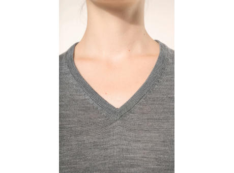 Jersey lana merina cuello de pico mujer