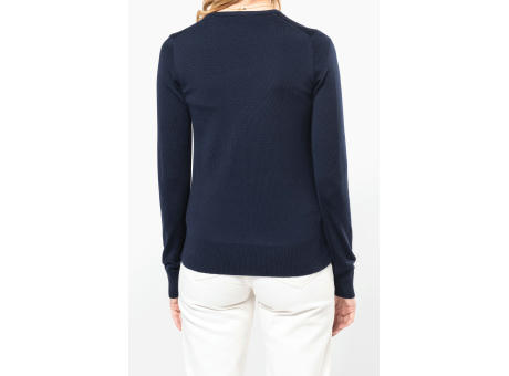 Jersey lana merina cuello de pico mujer