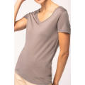 Camiseta lyocell Tencel™ cuello de pico manga corta