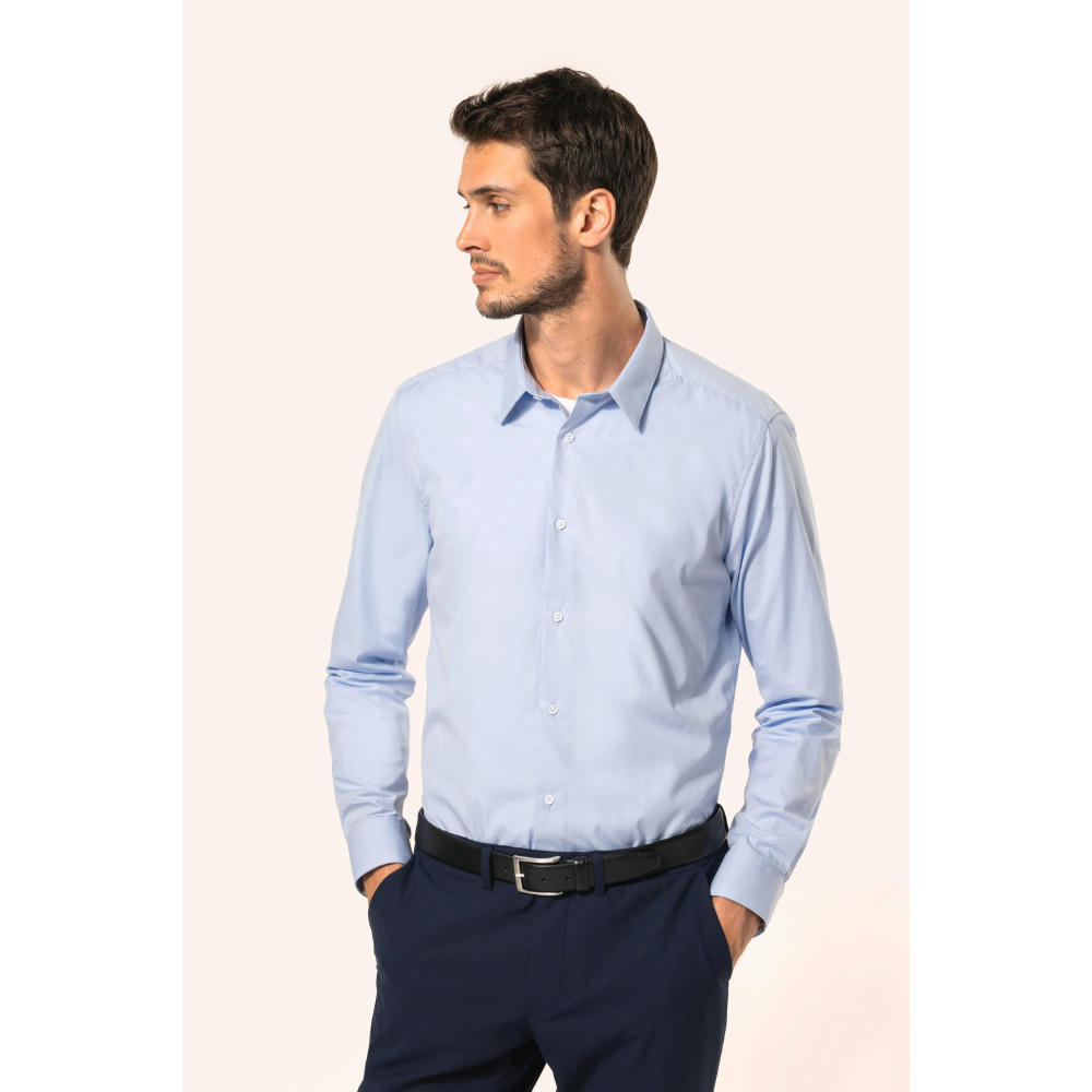 Camisa popelina manga larga hombre