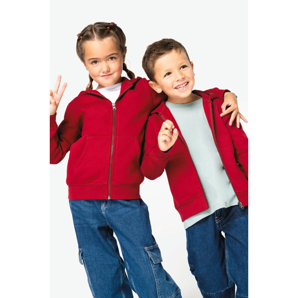 Sudadera ecorresponsable con capucha y cremallera infantil  