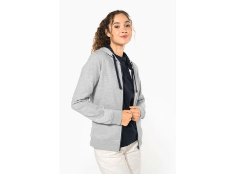 Sudadera capucha y cremallera contrastada mujer