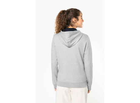 Sudadera capucha y cremallera contrastada mujer