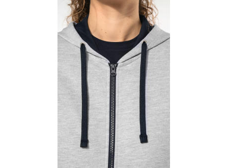 Sudadera capucha y cremallera contrastada mujer