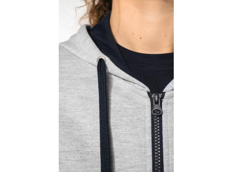 Sudadera capucha y cremallera contrastada mujer